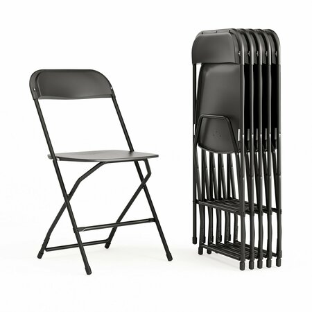 Flash Furniture Hercules Series Plastic Folding Chair Black - 6 Pack 650LB Weight Capacity Comfortable Event Chair-Lightweight Folding Chair 6-LE-L-3-BK-GG